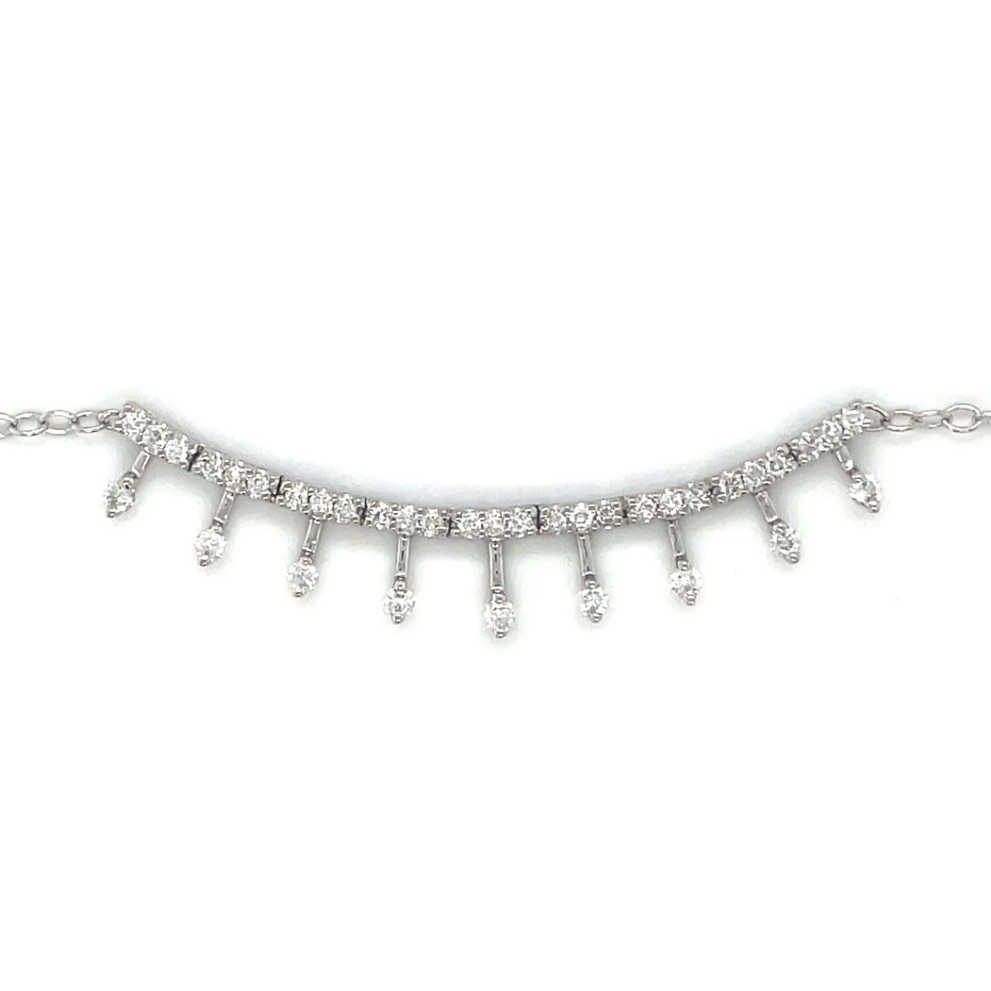 18ct White Gold Diamond Fringe Necklace