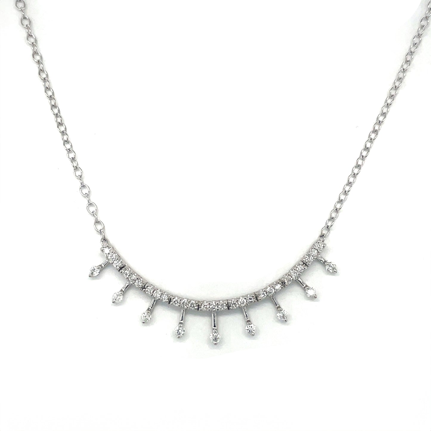 18ct White Gold Diamond Fringe Necklace