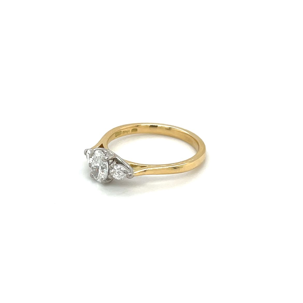 18ct Yellow Gold & Platinum Three-Stone Diamond Ring