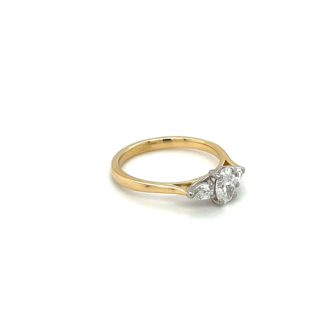 18ct Yellow Gold & Platinum Three-Stone Diamond Ring
