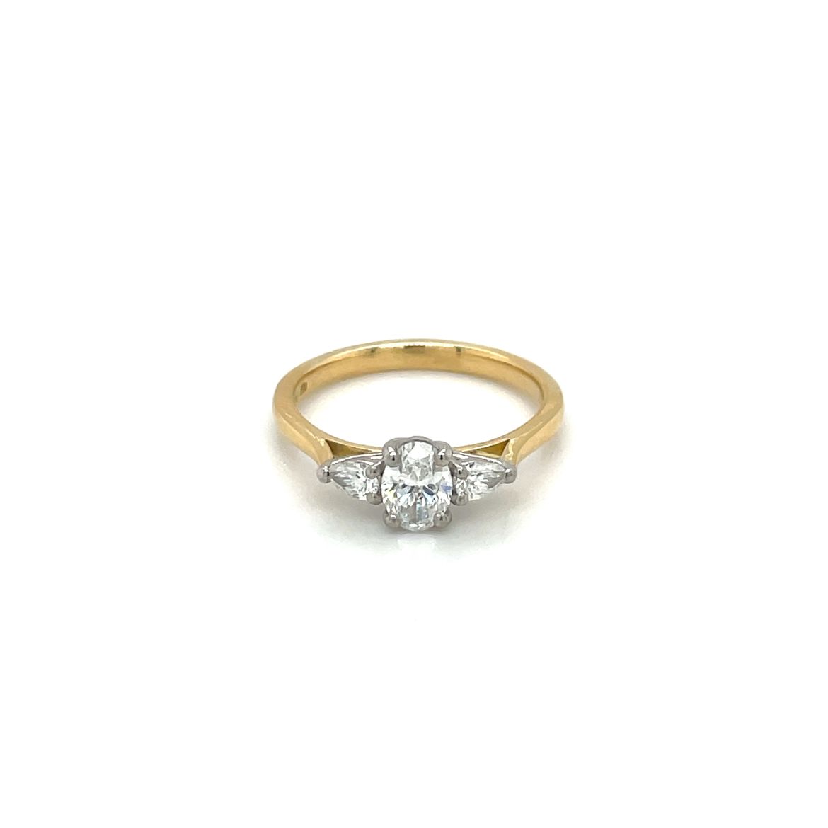 18ct Yellow Gold & Platinum Three-Stone Diamond Ring