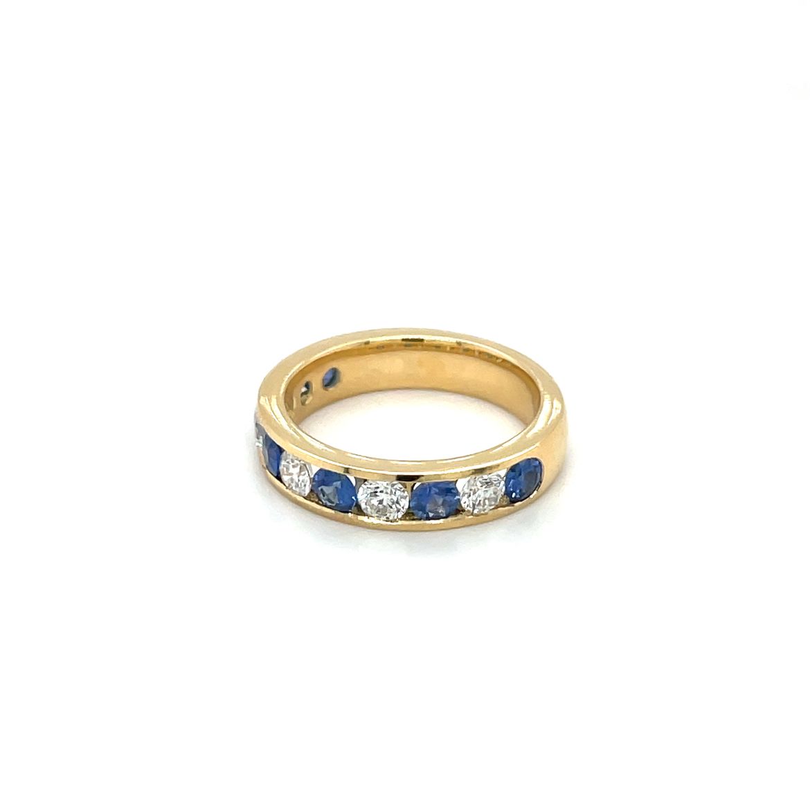 18ct Yellow Gold Sapphire & Diamond Eternity Ring