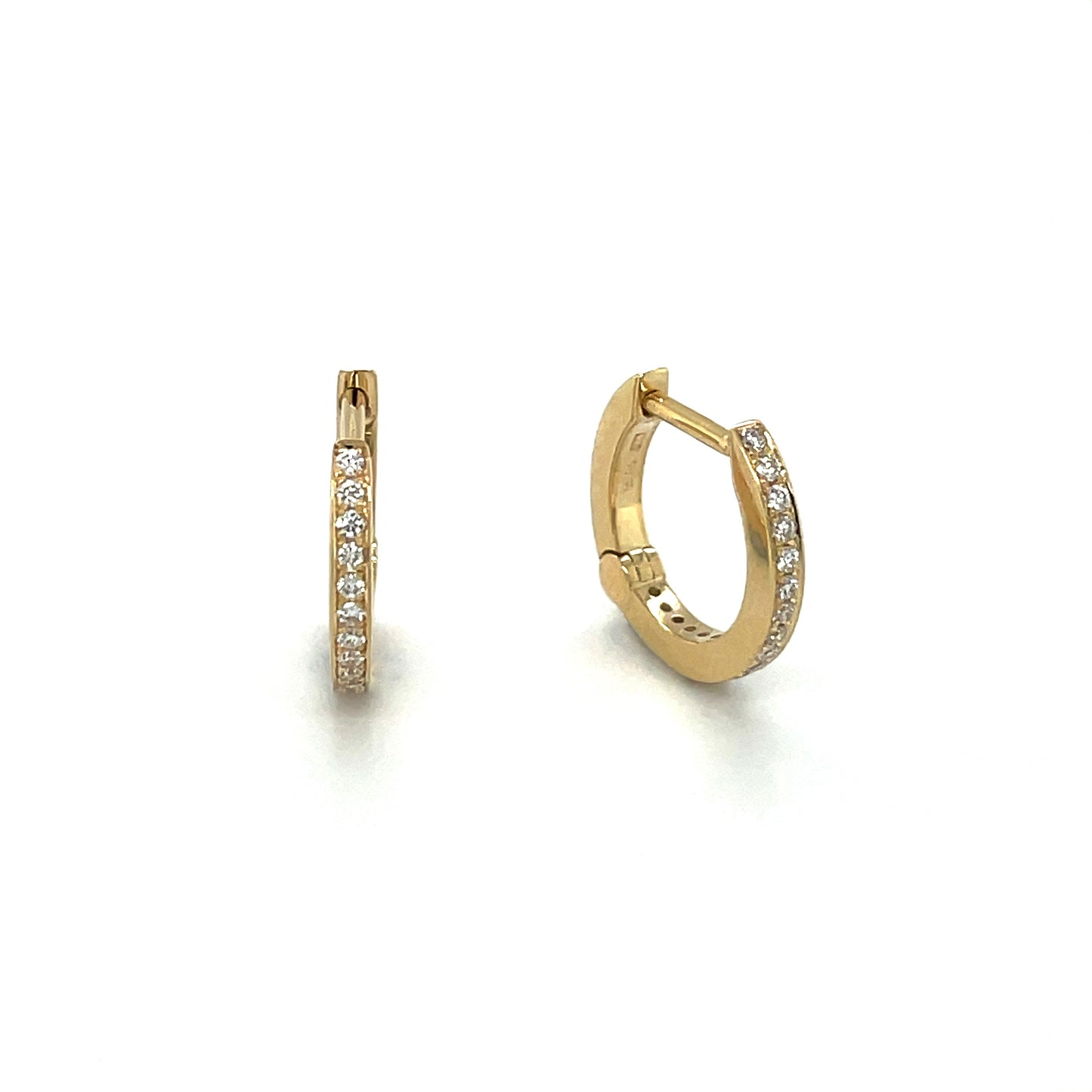 9ct Yellow Gold Diamond-Set Huggie Hoop Earrings