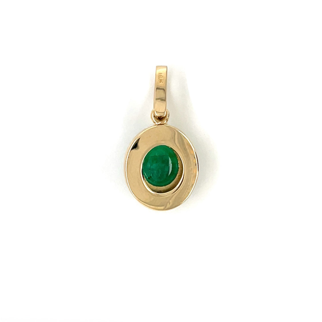 18ct Yellow Gold Cabochon Emerald Pendant