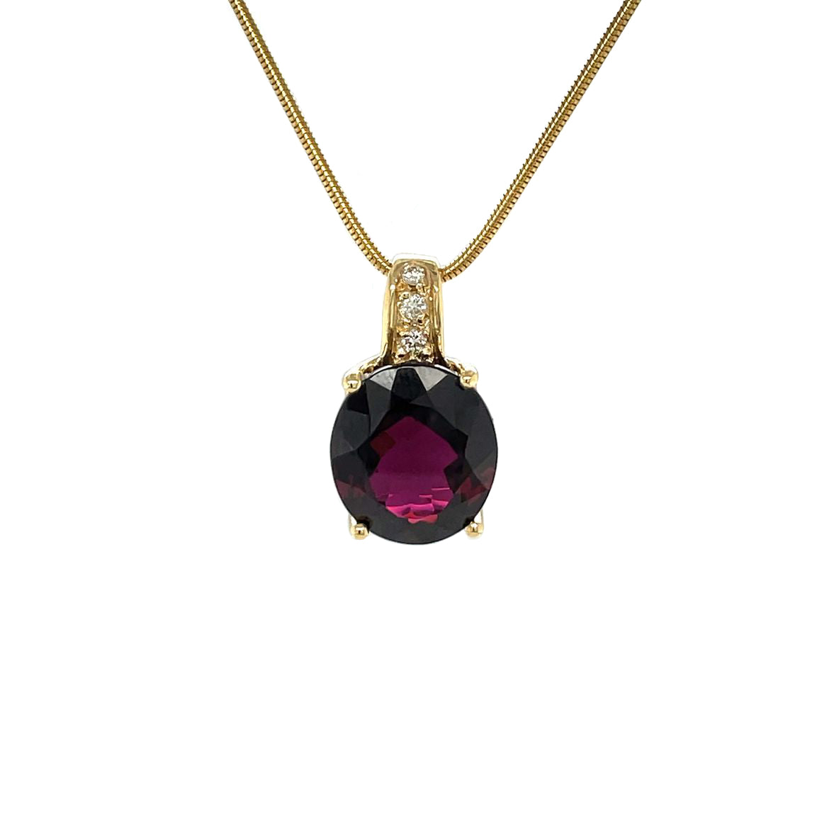 18ct Yellow Gold H. Stern Garnet & Diamond Pendant & Snake Chain