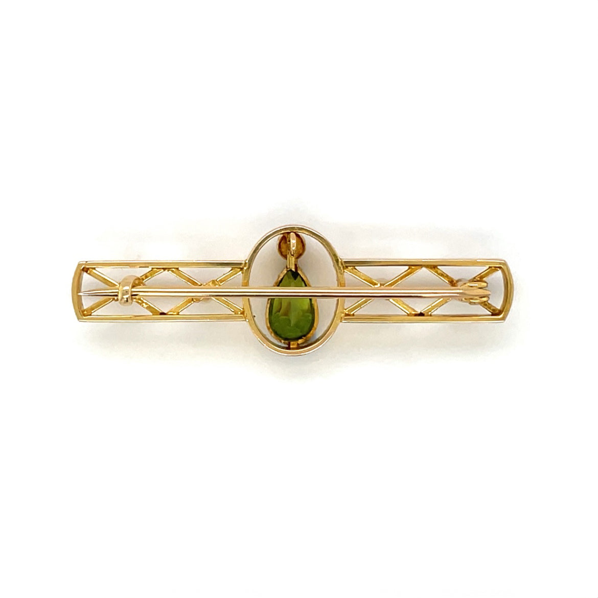 15ct Yellow gold Peridot & Pearl Brooch