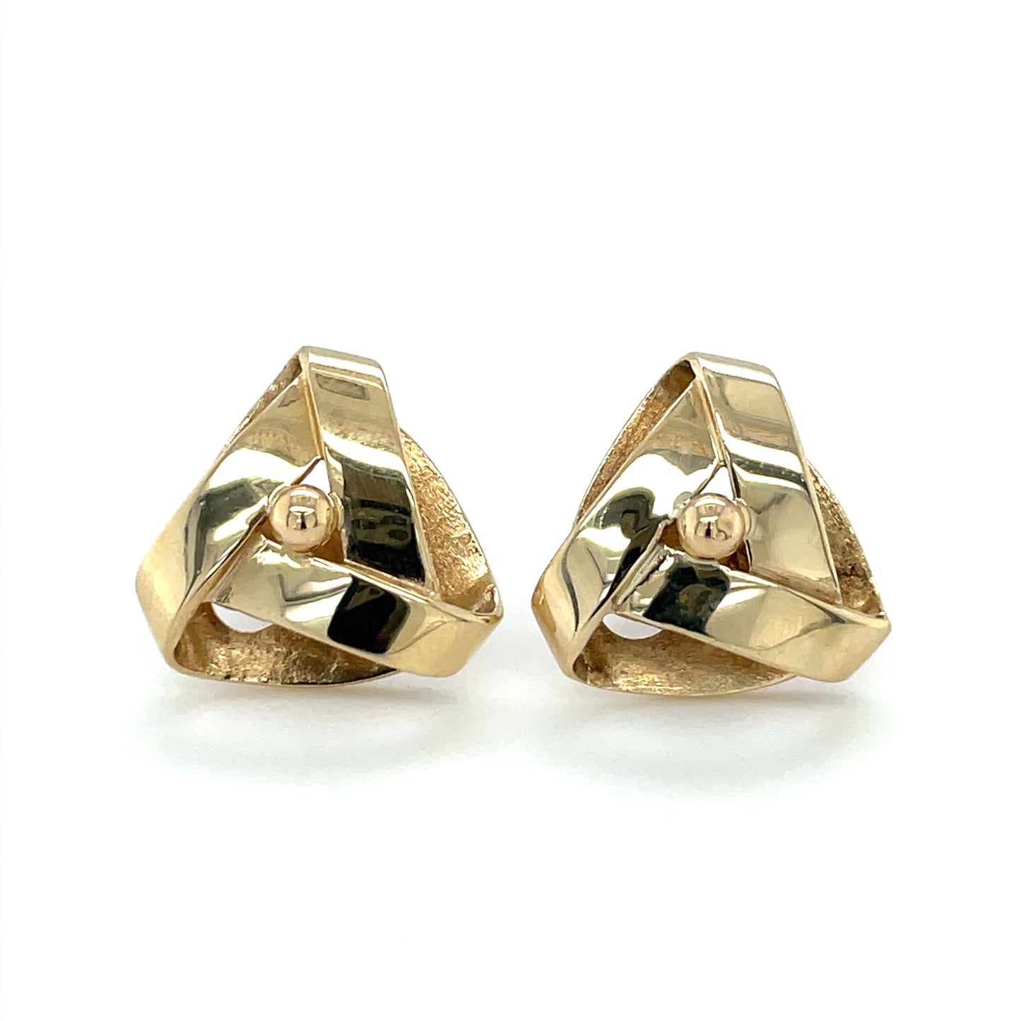 9ct Yellow Gold Traingle Knot Stud Earrings