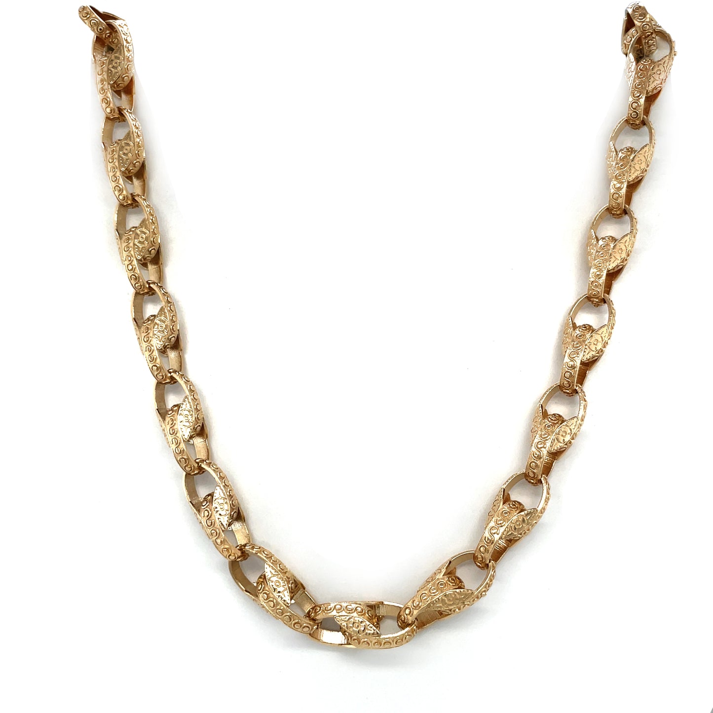 9ct Yellow Gold Engraved Heavy Chain