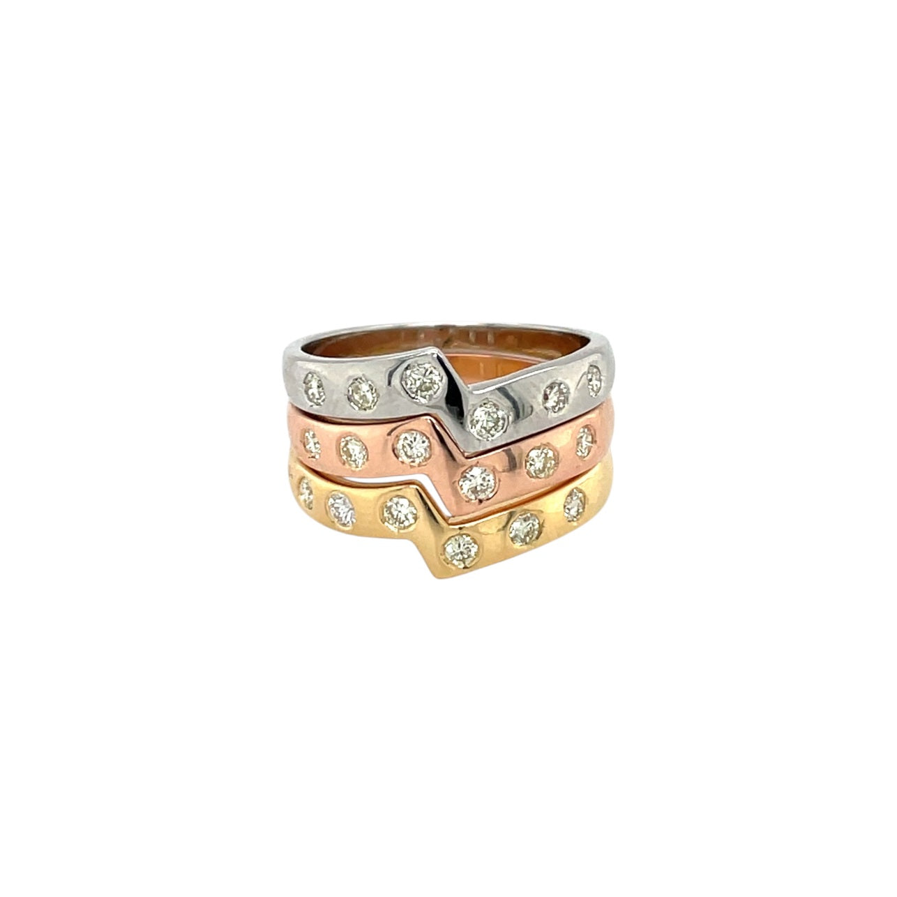 18ct White Gold Diamond Stacking Ring (M)