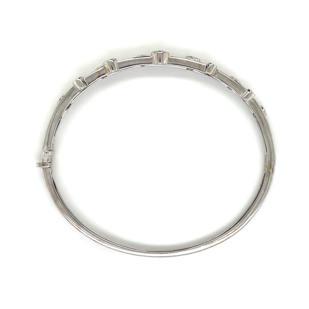 18ct White Gold Diamond Hinged Bubble Bangle