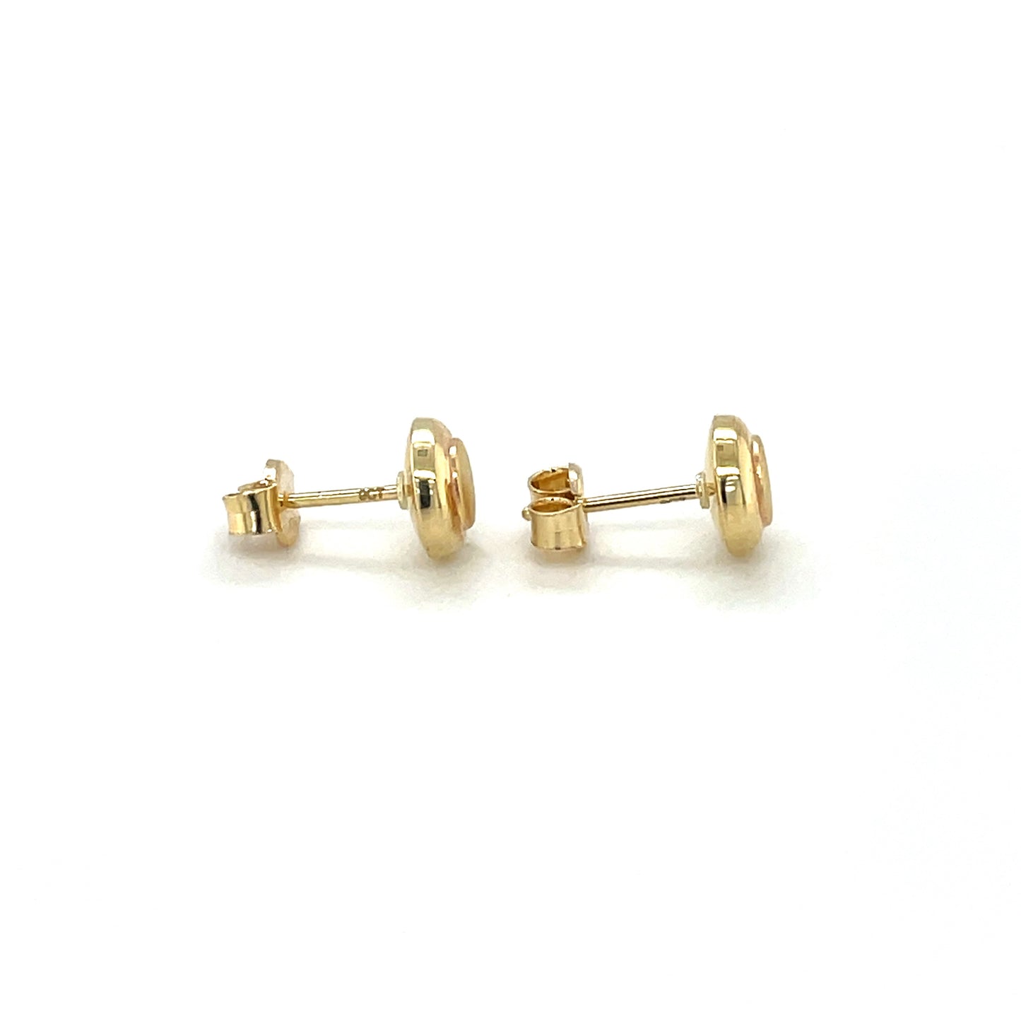 9ct Yellow Gold Satin & Polished Button Stud Earrings