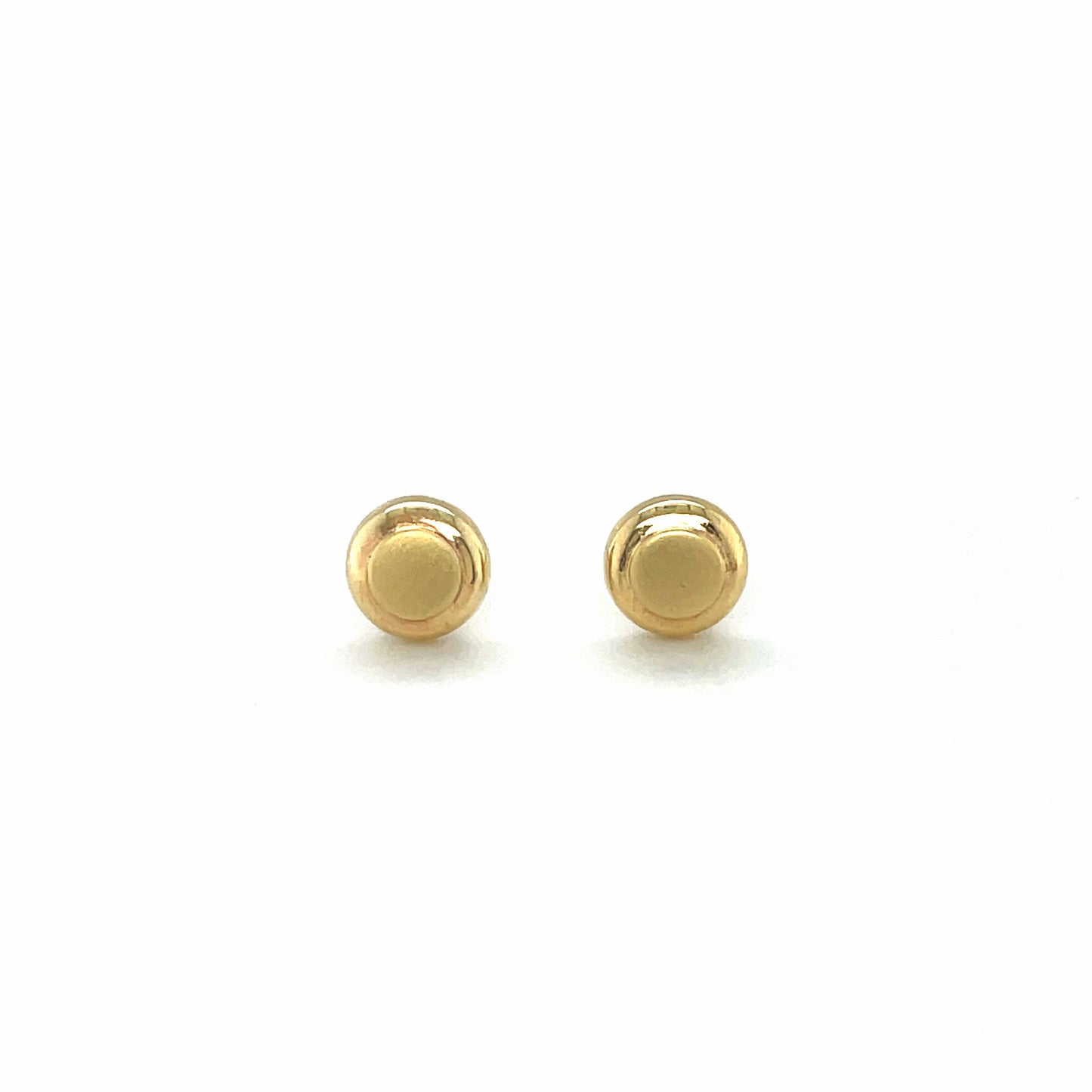 9ct Yellow Gold Satin & Polished Button Stud Earrings