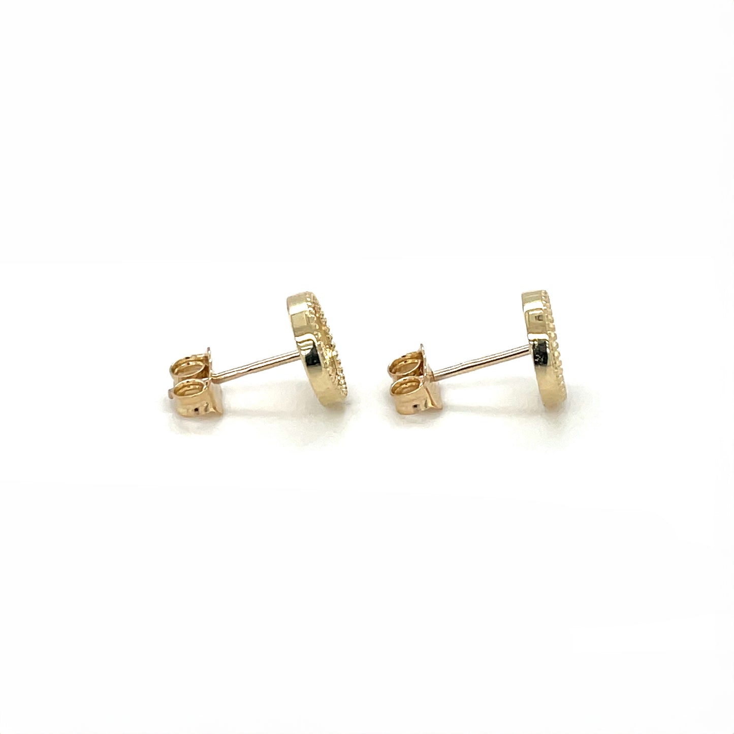 9ct Yellow Gold Textured Circle Stud Earrings