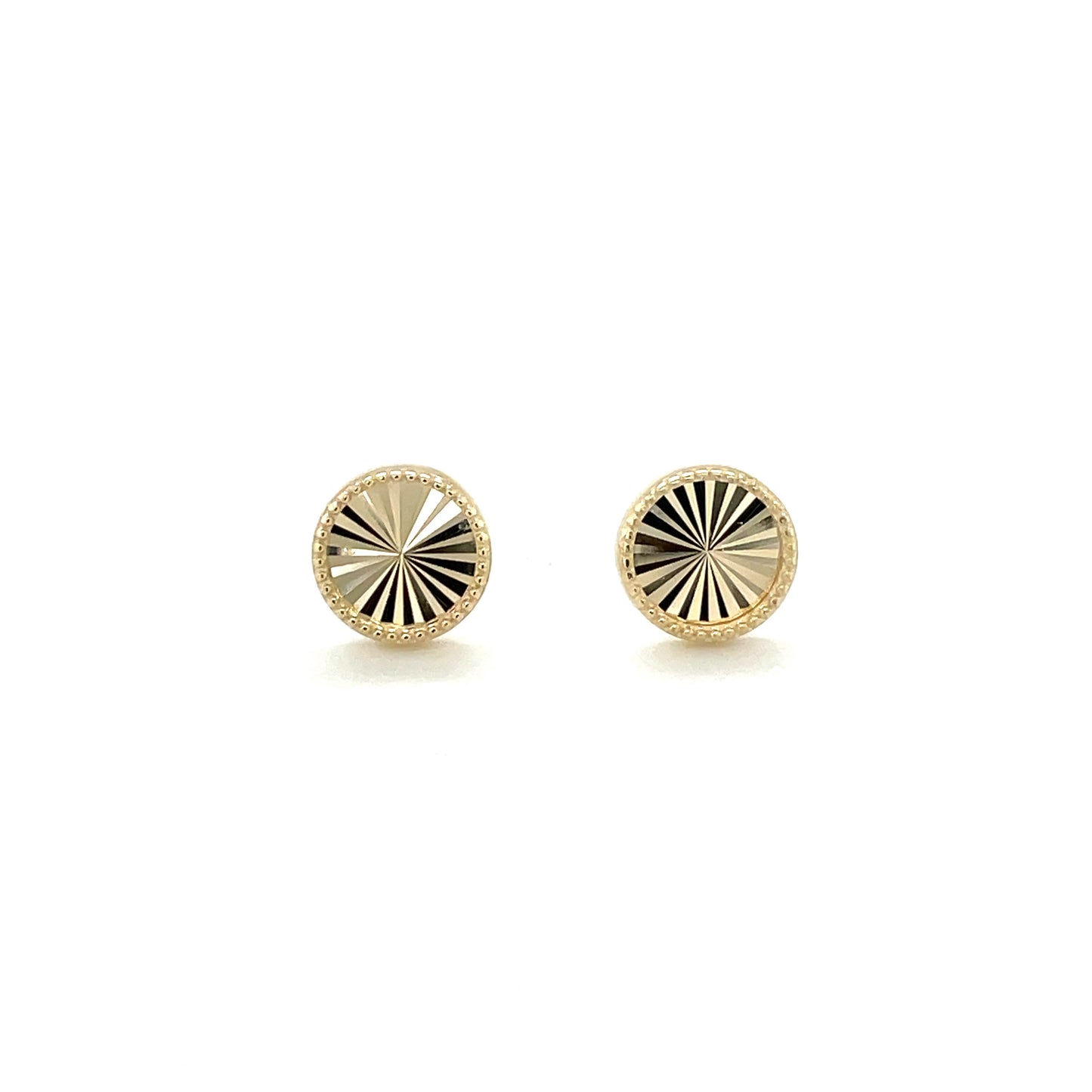 9ct Yellow Gold Textured Circle Stud Earrings