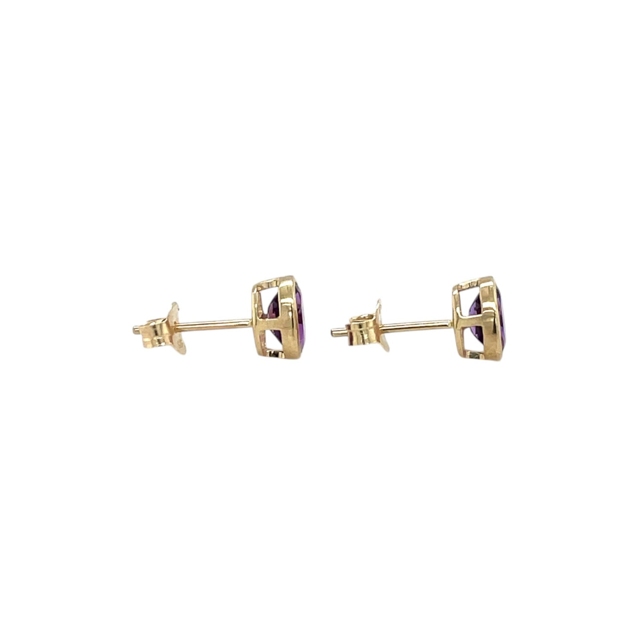 9ct Yellow Gold Amethyst Oval Stud Earrings