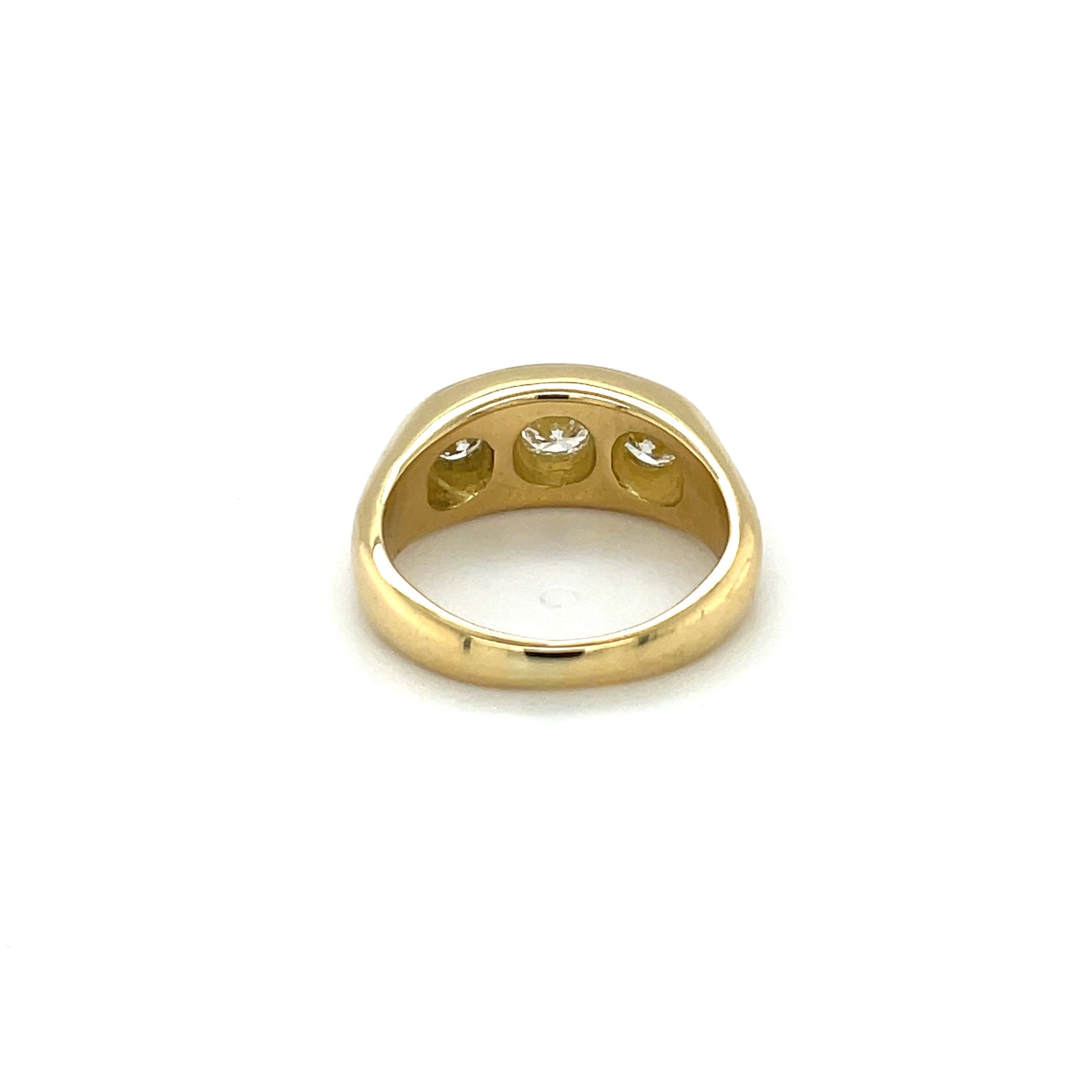 18ct Yellow Gold Diamond Three-STone Flat Top Gypsy Ring (N)