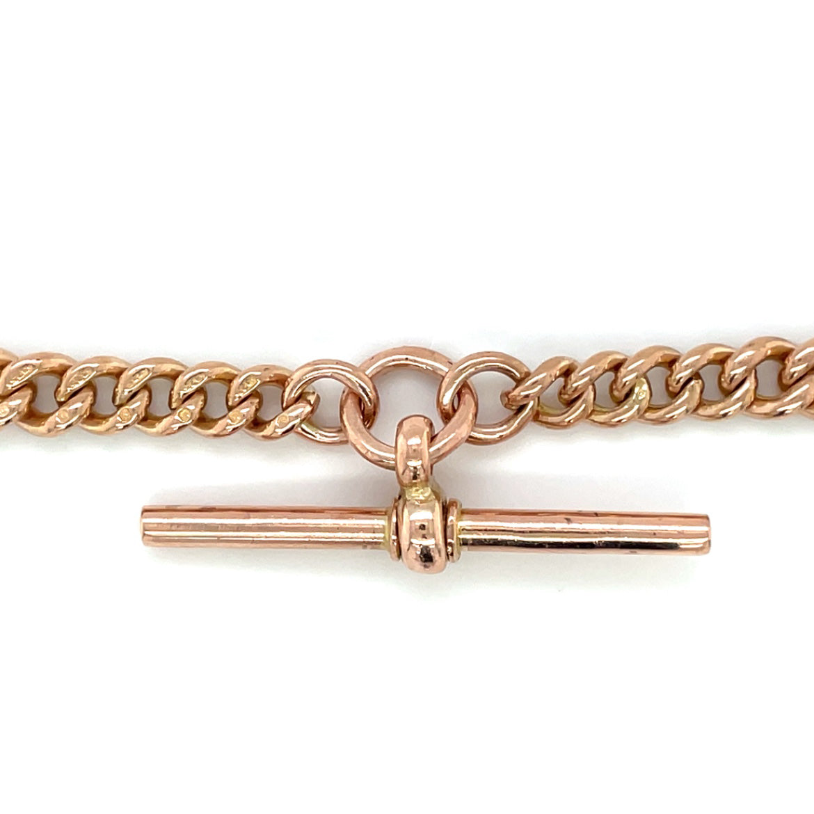 9ct Rose Gold Albert Chain & T-Bar (16")