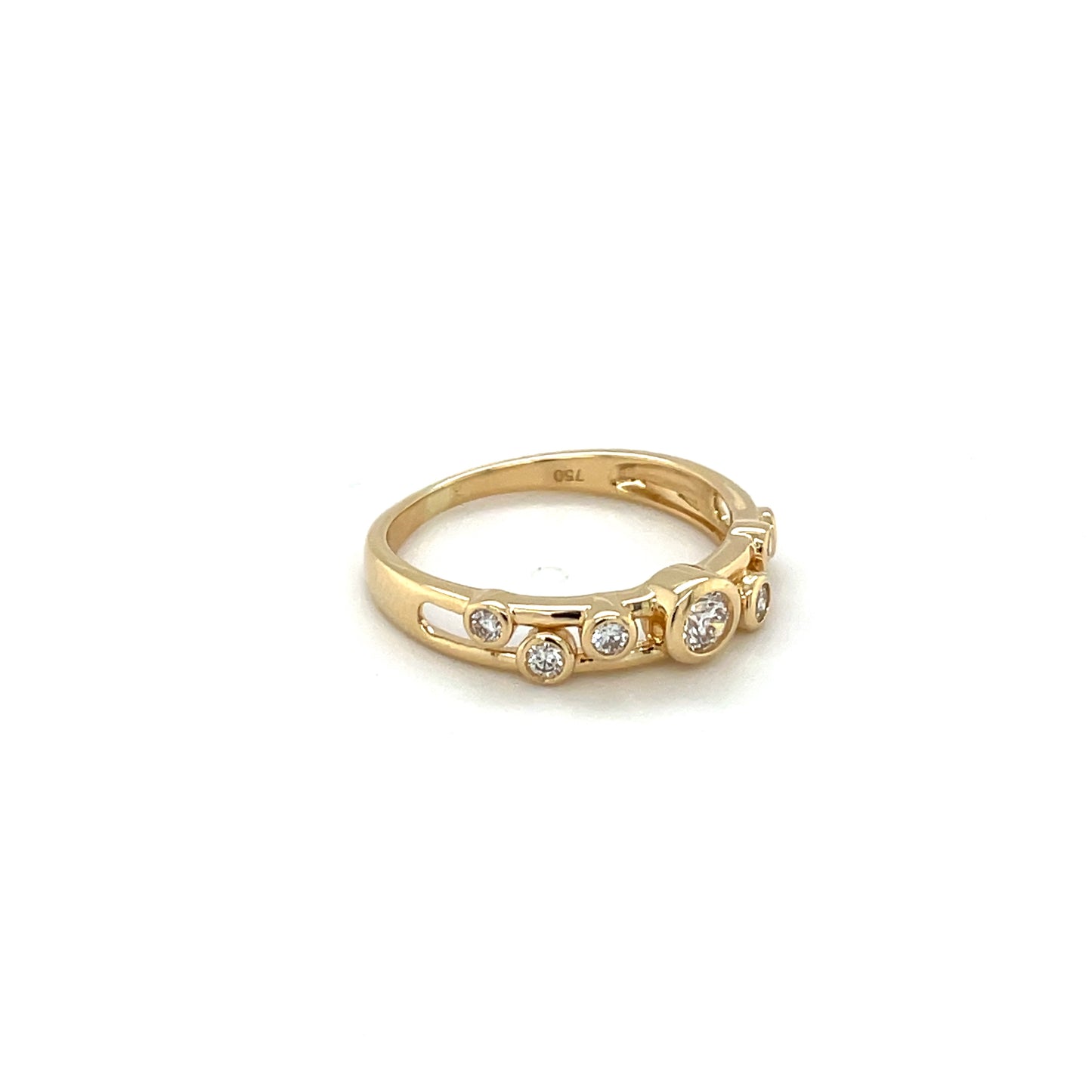 18ct Yellow Gold Two-Strand Diamond Bubble Ring