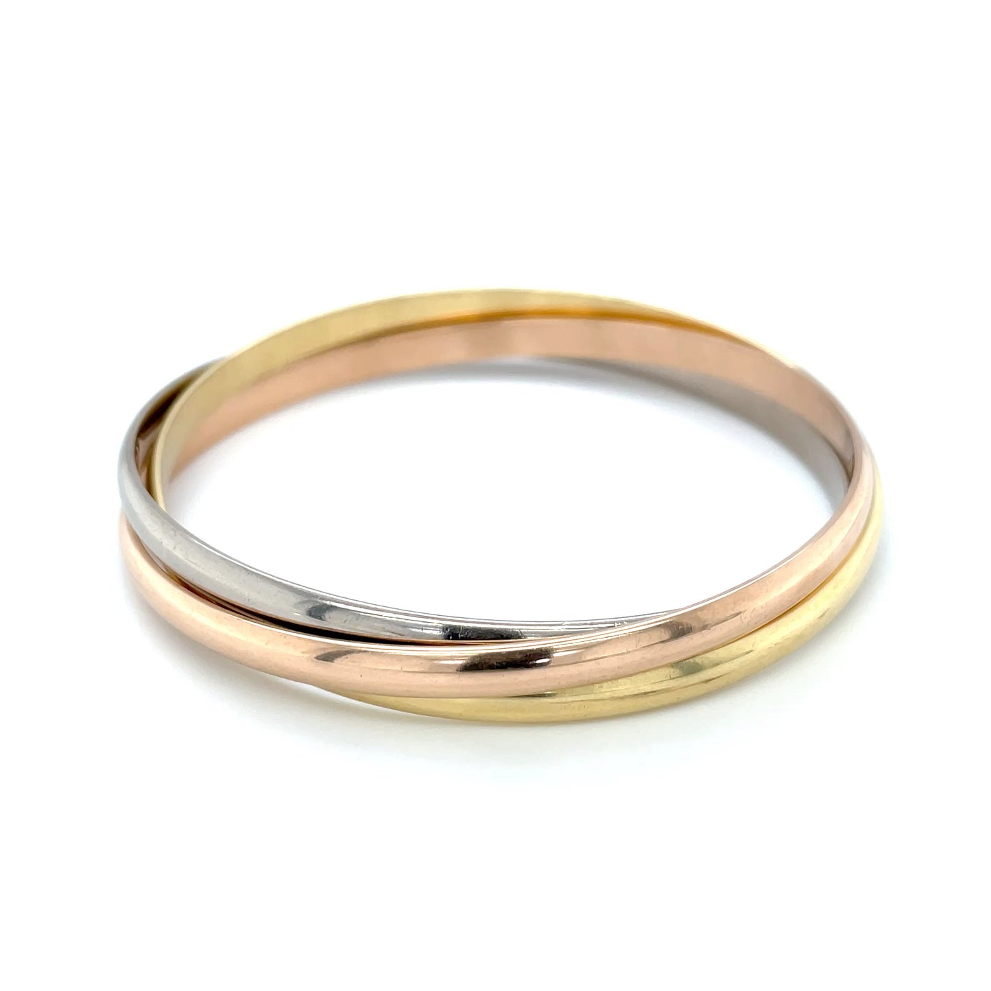 18ct Yellow, White & Rose Gold Trinity Bangle