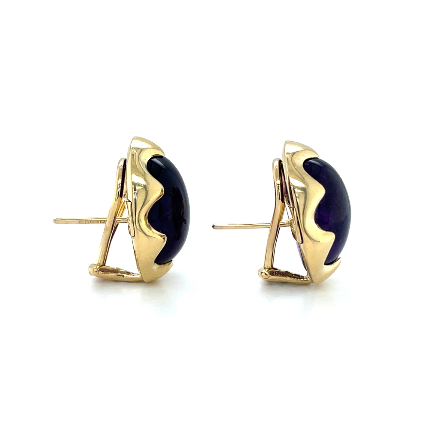 18ct Yellow Gold Amethyst Cabochon Earrings