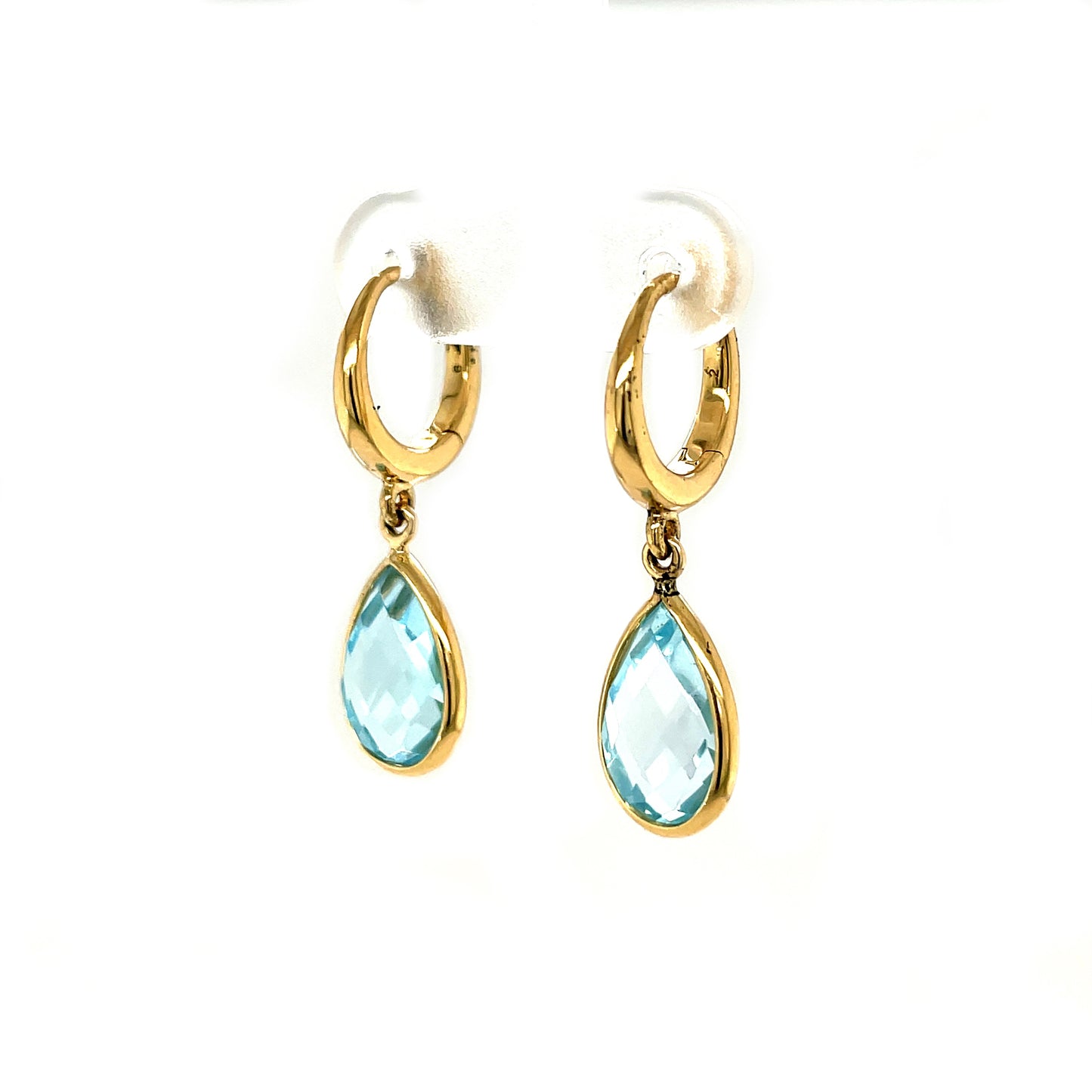 18ct Yellow Gold Hoop Earrings with Topaz Drops