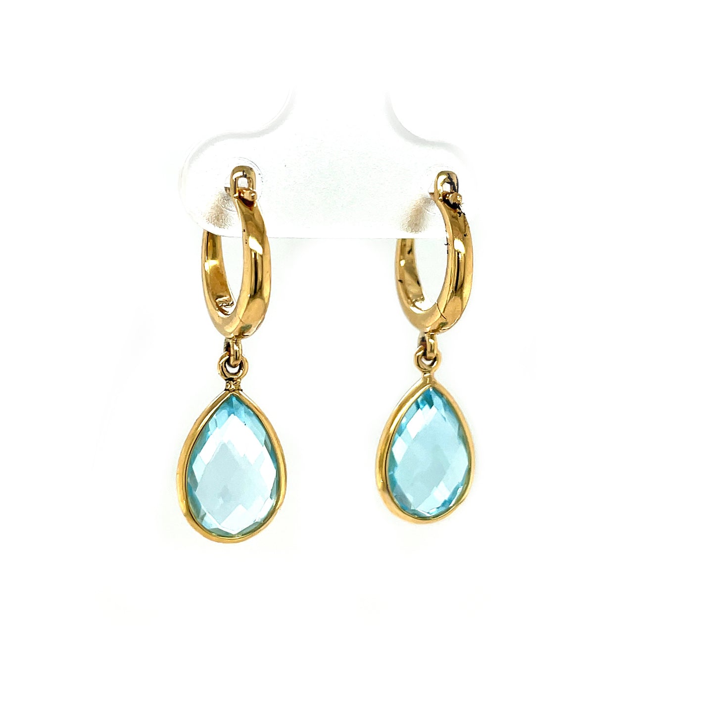 18ct Yellow Gold Hoop Earrings with Topaz Drops