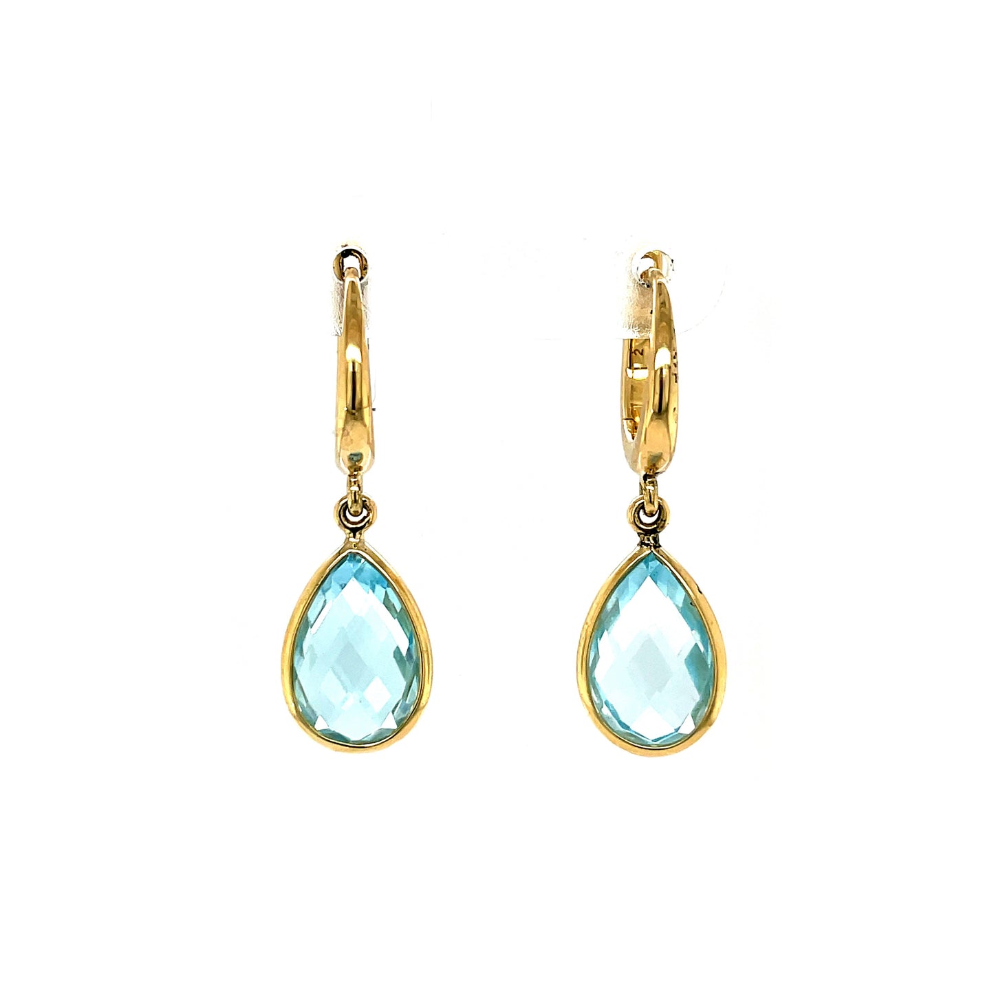 18ct Yellow Gold Hoop Earrings with Topaz Drops