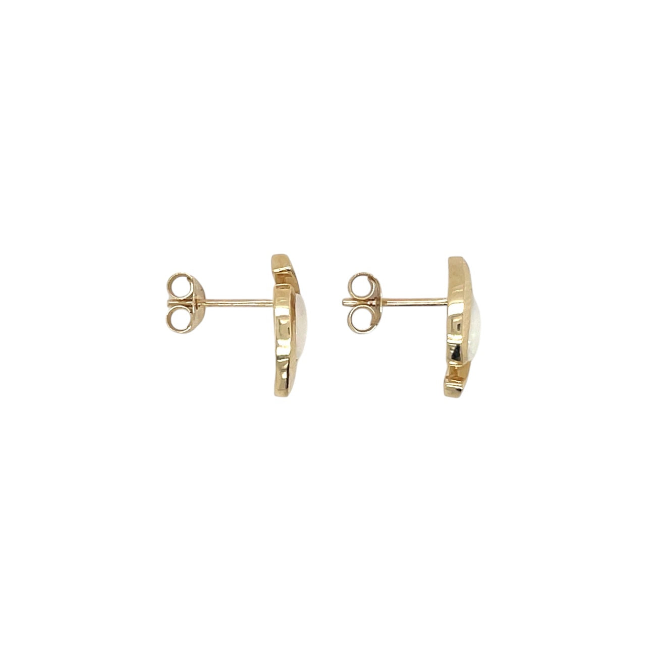 9ct Yellow Gold Opal Eye Stud Earrings