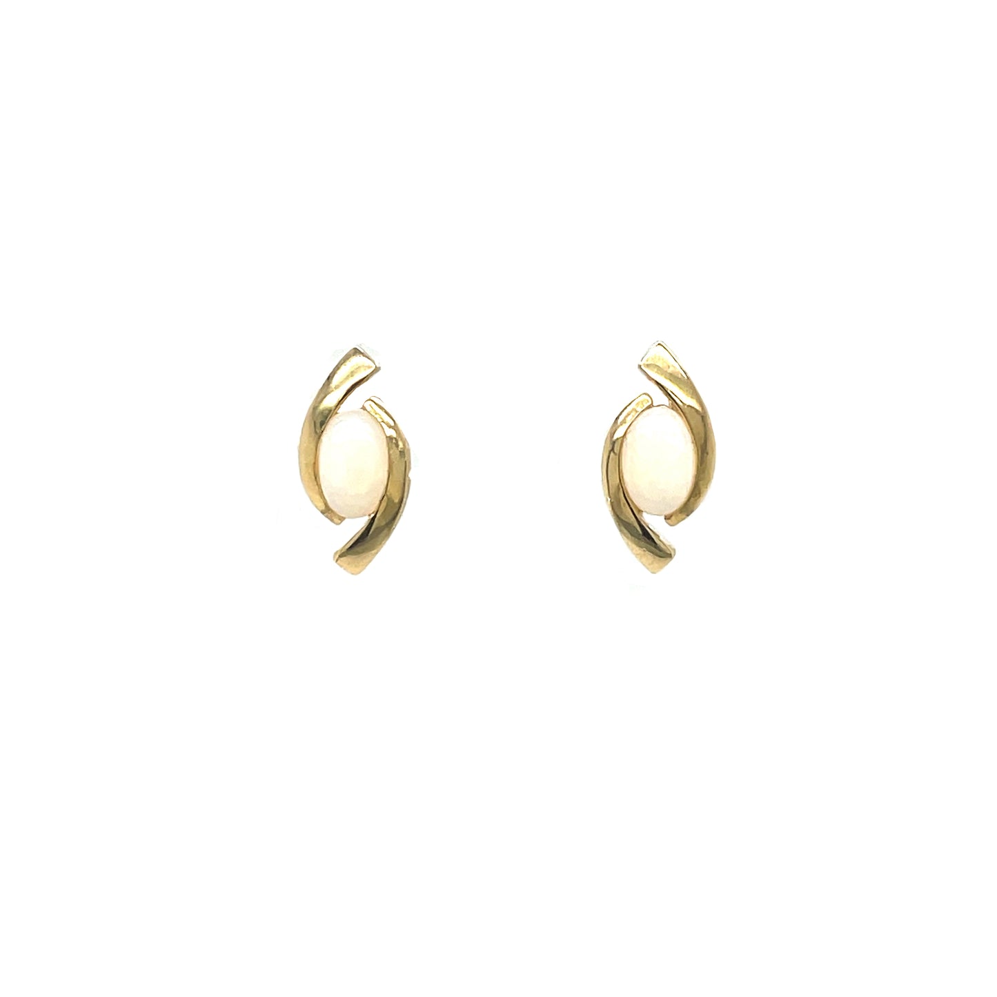 9ct Yellow Gold Opal Eye Stud Earrings