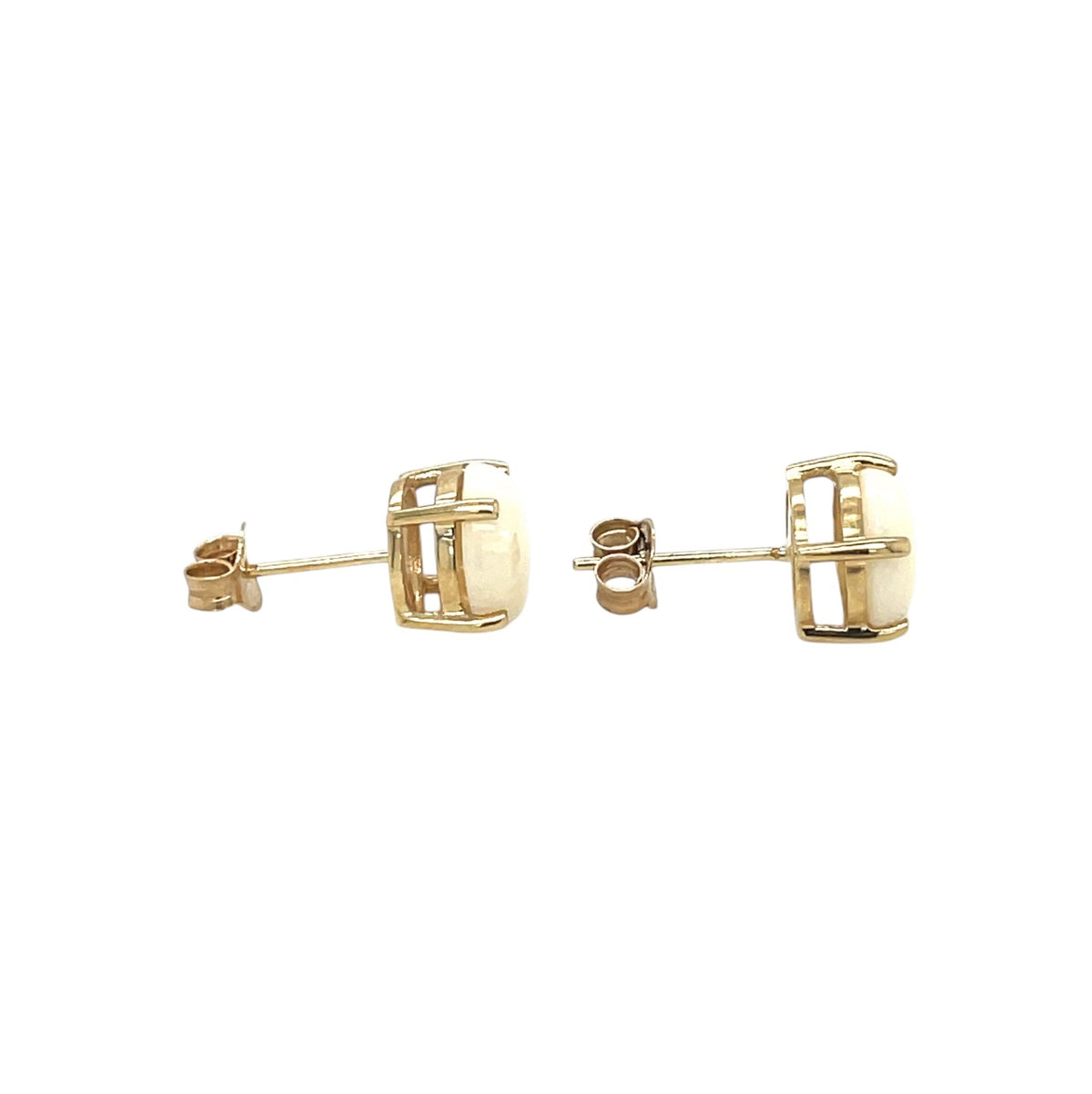 9ct Yellow Gold Round Opal Stud Earrings (8mm)