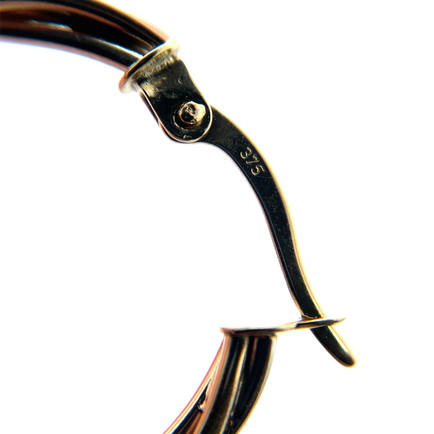9ct Three Colour Russian Style Hoop Earrings