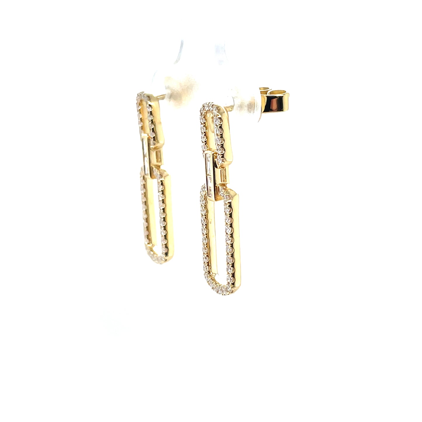 18ct Yellow Gold Diamond Paperclip Earrings