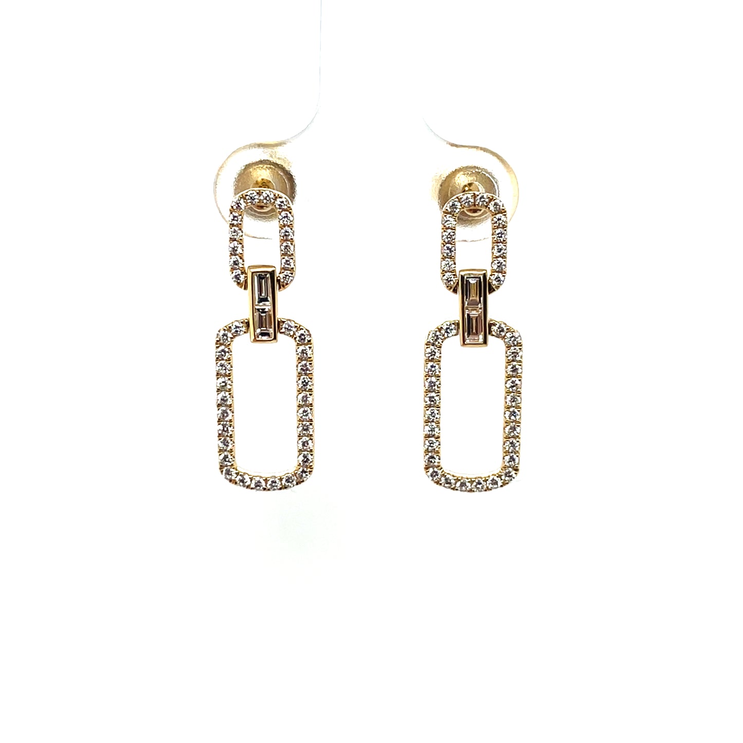 18ct Yellow Gold Diamond Paperclip Earrings