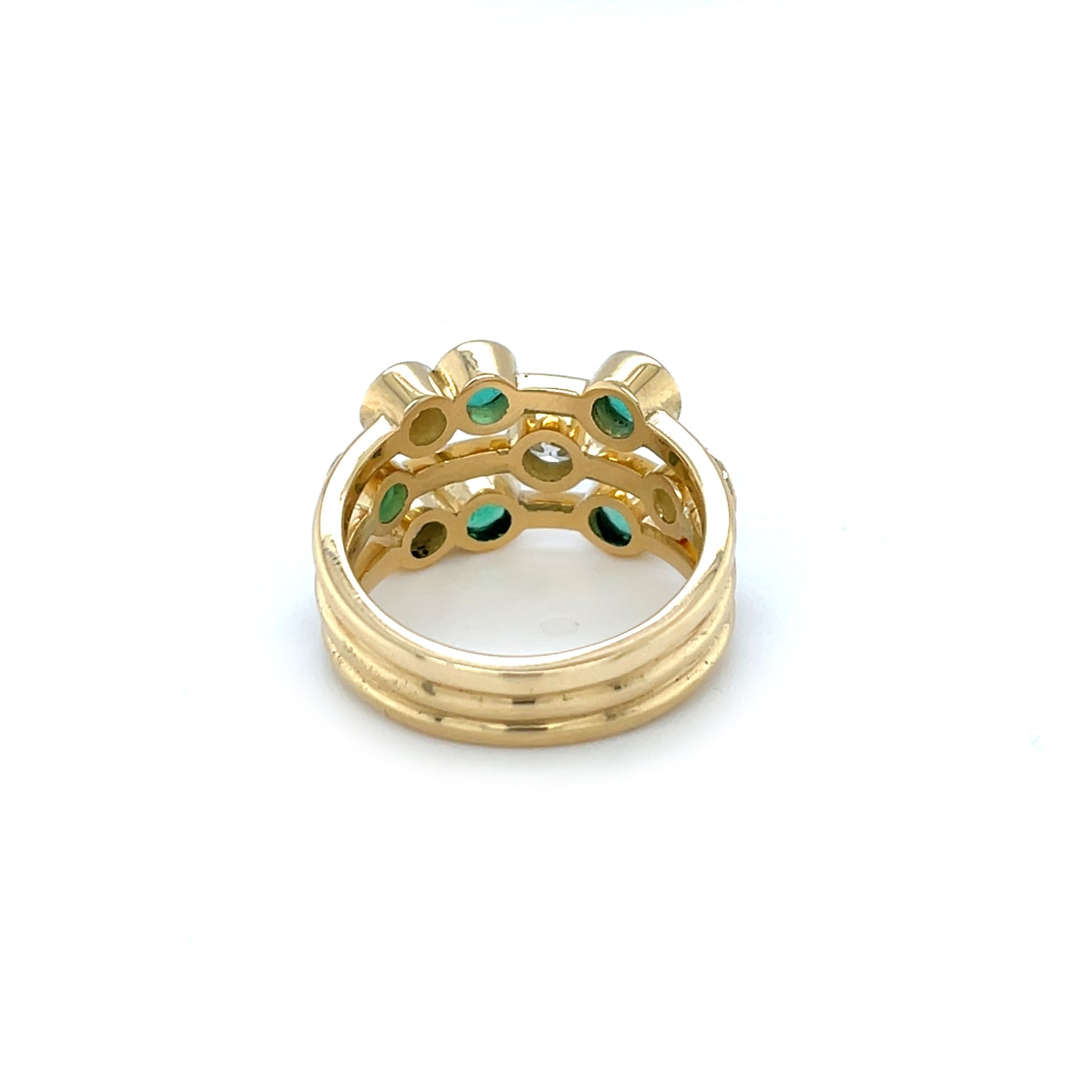 18ct Yellow Gold Emerald & Diamond Bubble Ring