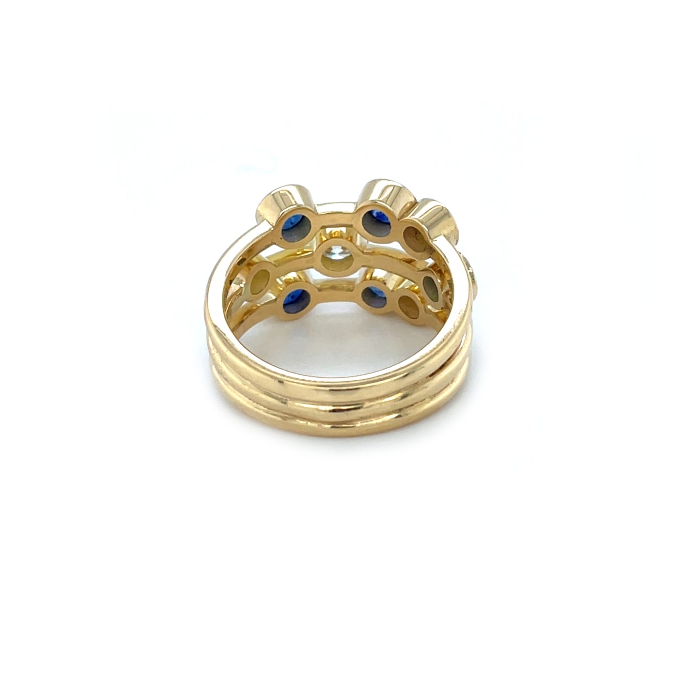 18ct Yellow Gold Sapphire & Diamond Bubble Ring