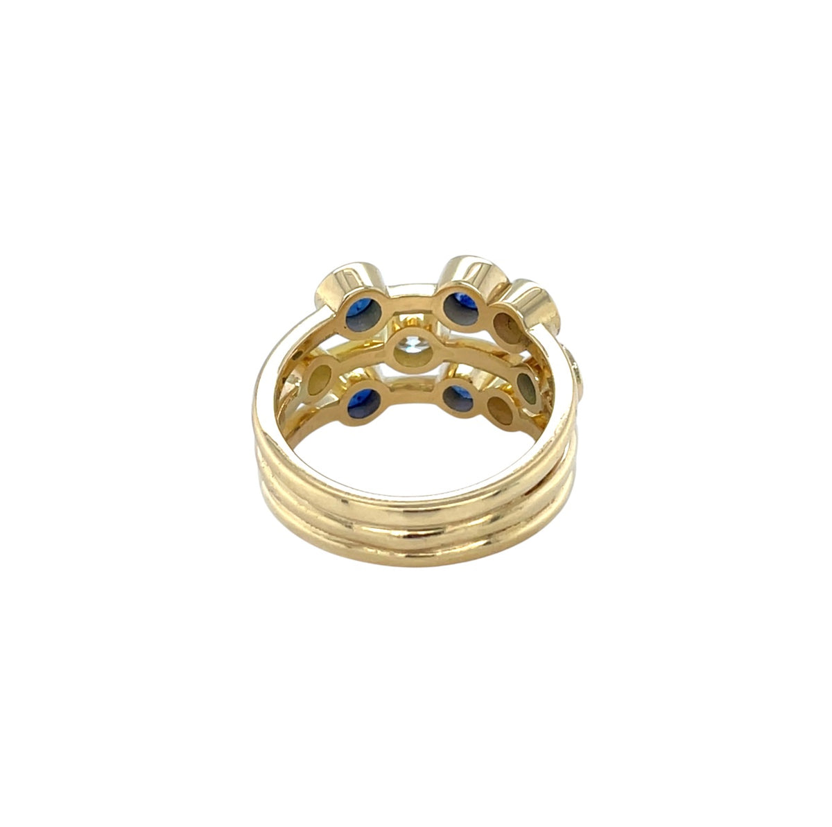 18ct Yellow Gold Sapphire & Diamond Bubble Ring (N1/2)