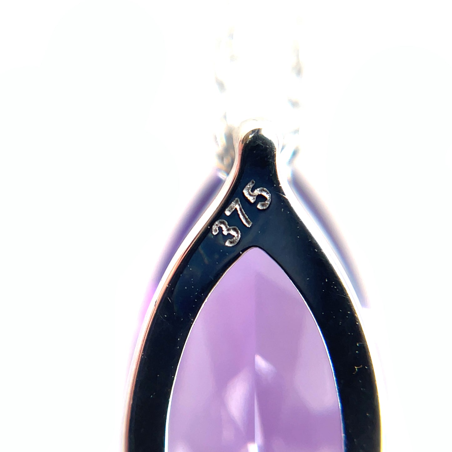 9ct White Gold Marquise Amethyst Pendant & Chain