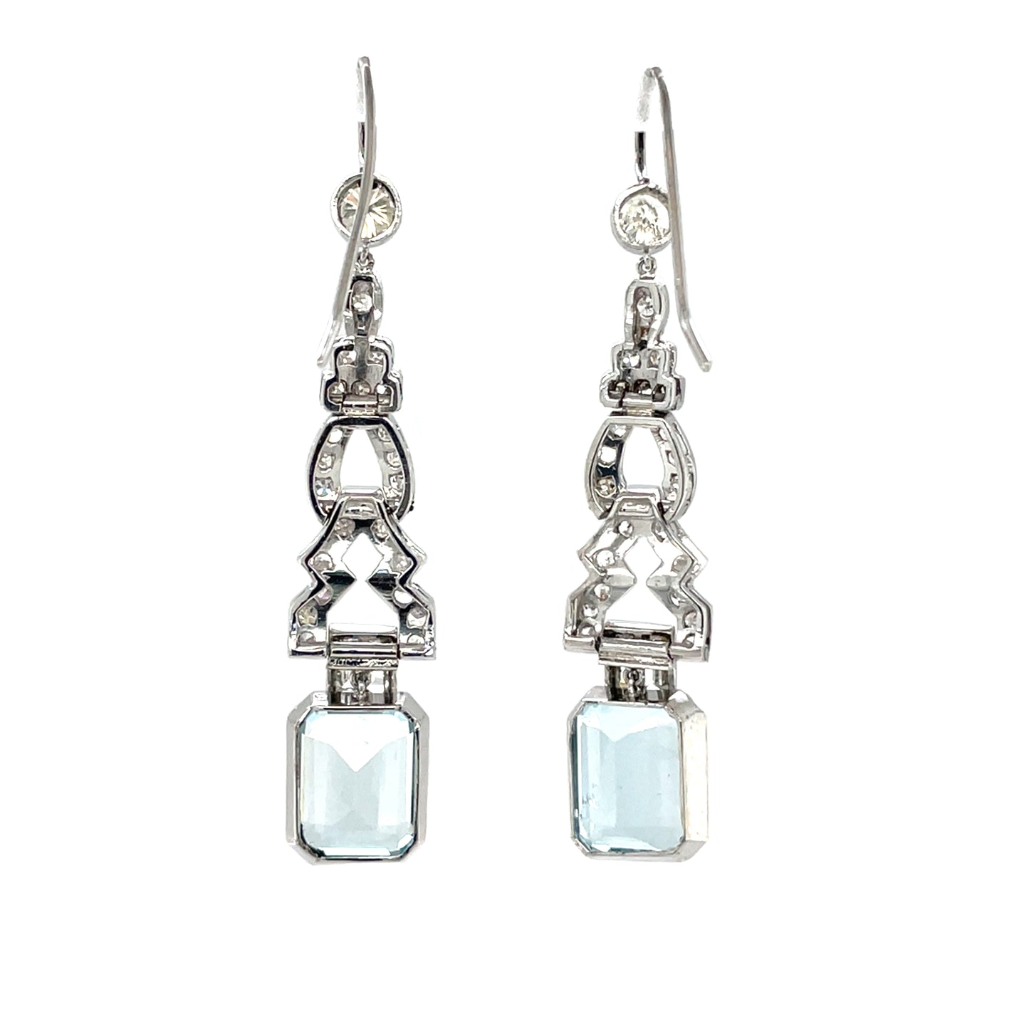 18ct White Gold Aquamarine & Diamond Drop Earrings