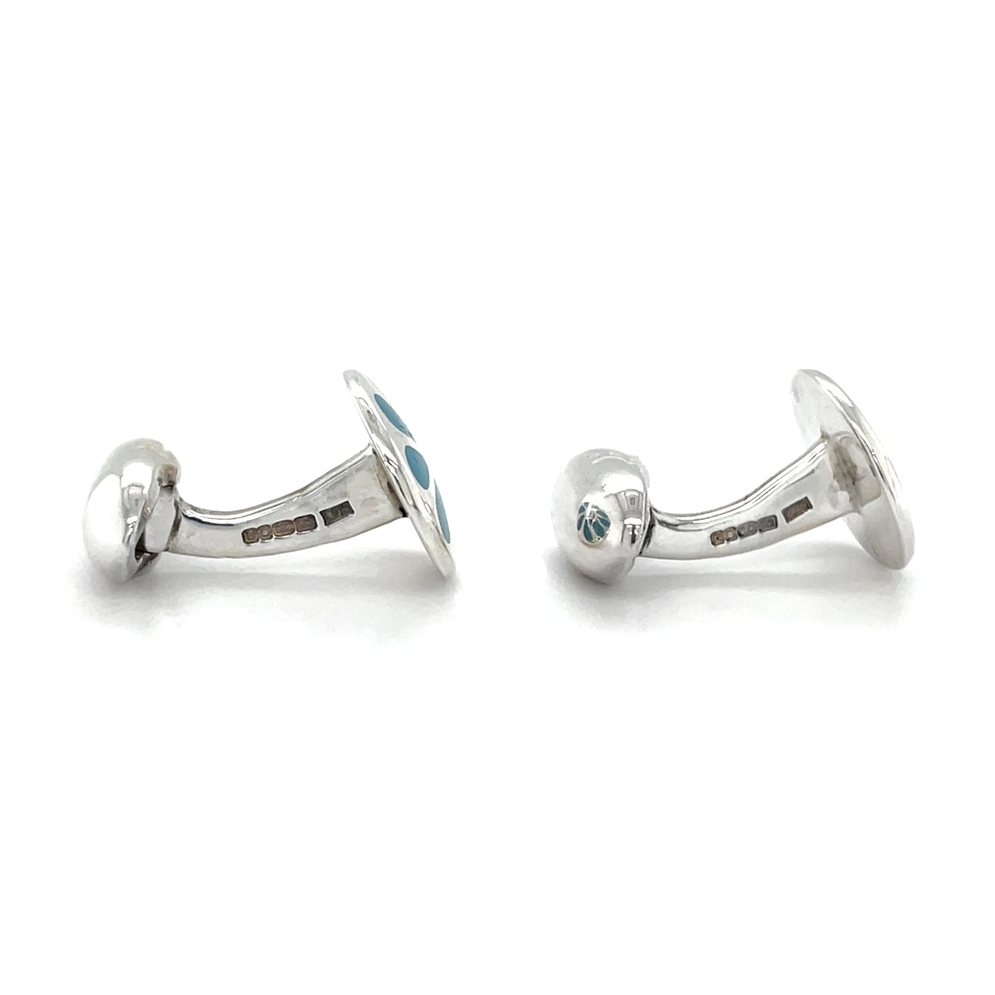 Silver & Enamel Turqouise Daisy Cufflinks