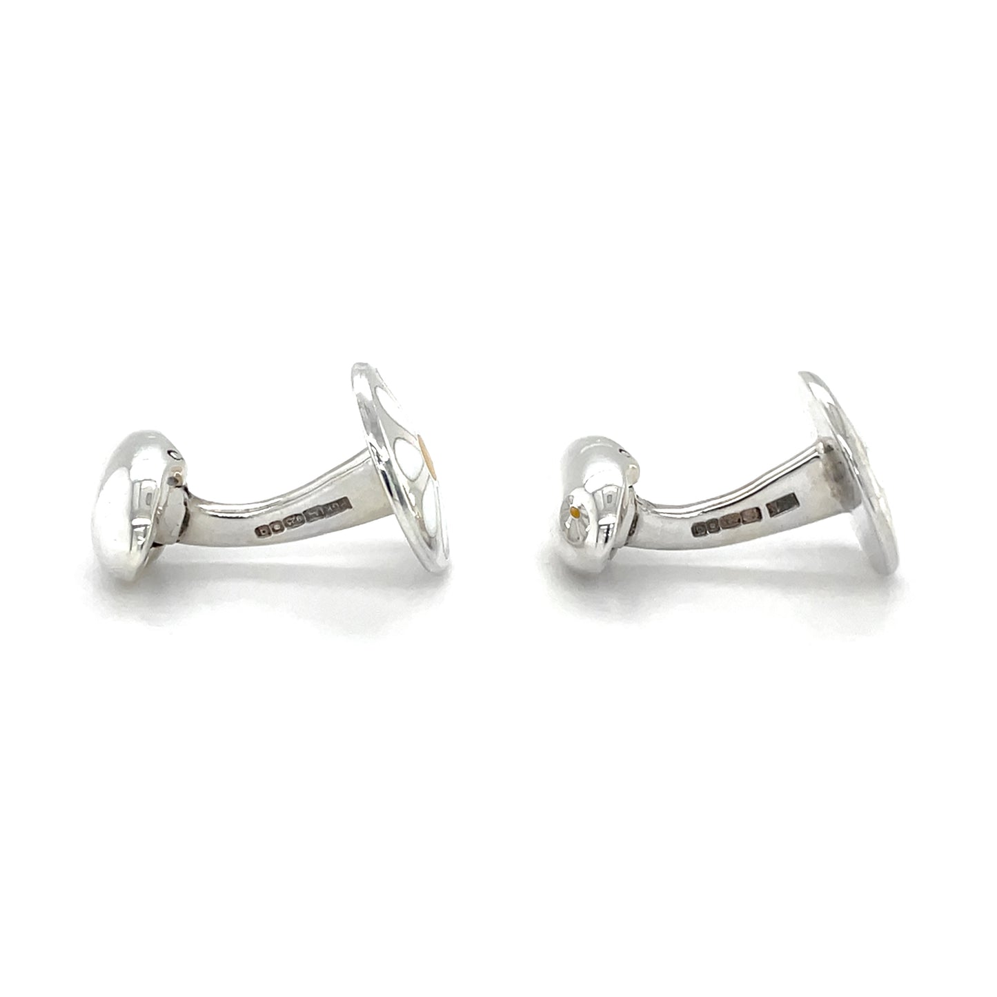 Silver & Enamel Yellow & White Daisy Flower Cufflinks