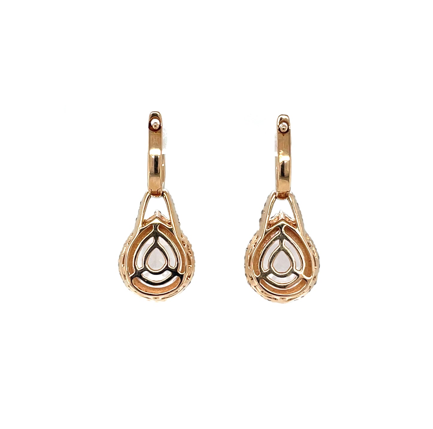 14ct Rose Gold Morganite & Diamond Hoop Drop Earrings