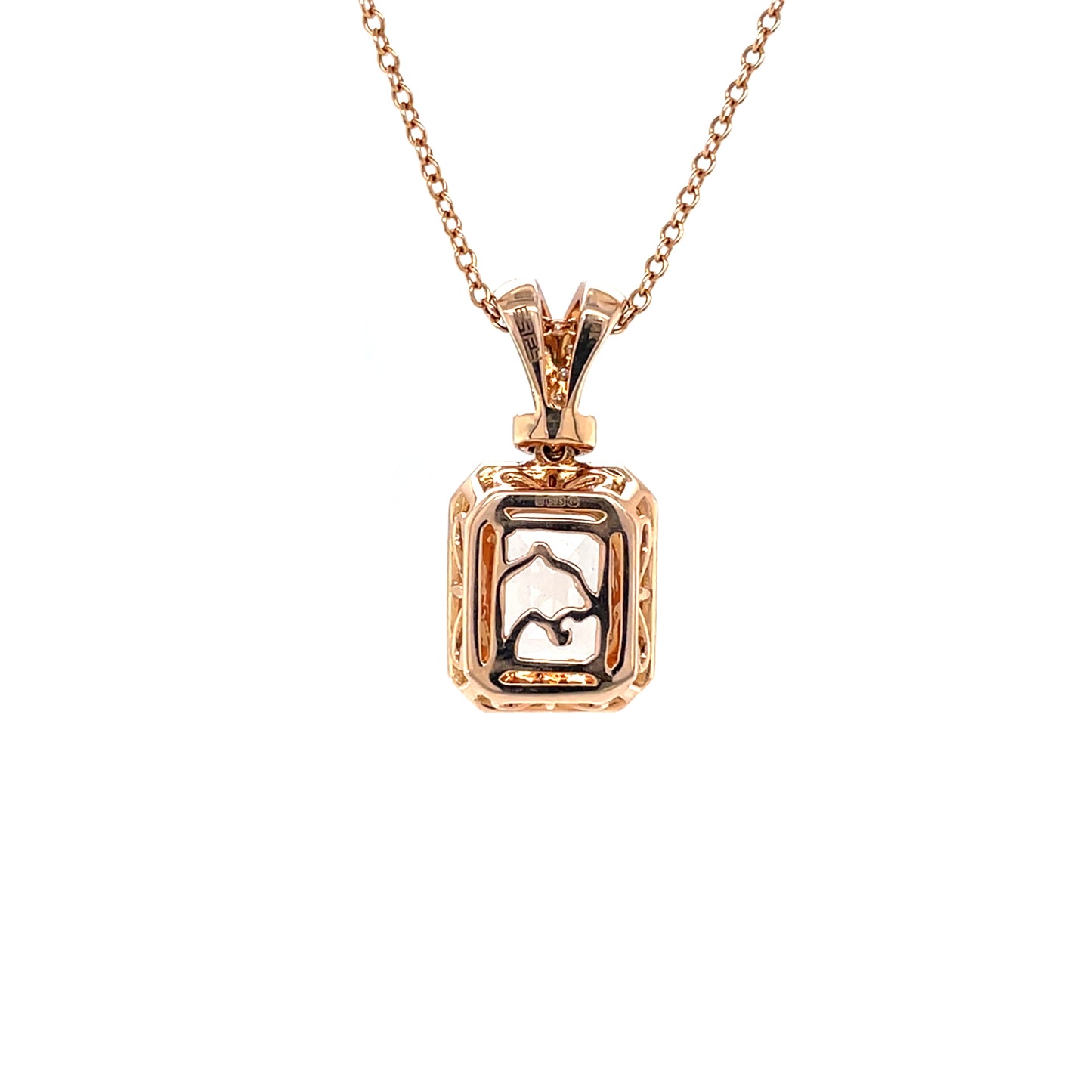 14ct Rose Gold Morganite & Diamond Pendant & Chain