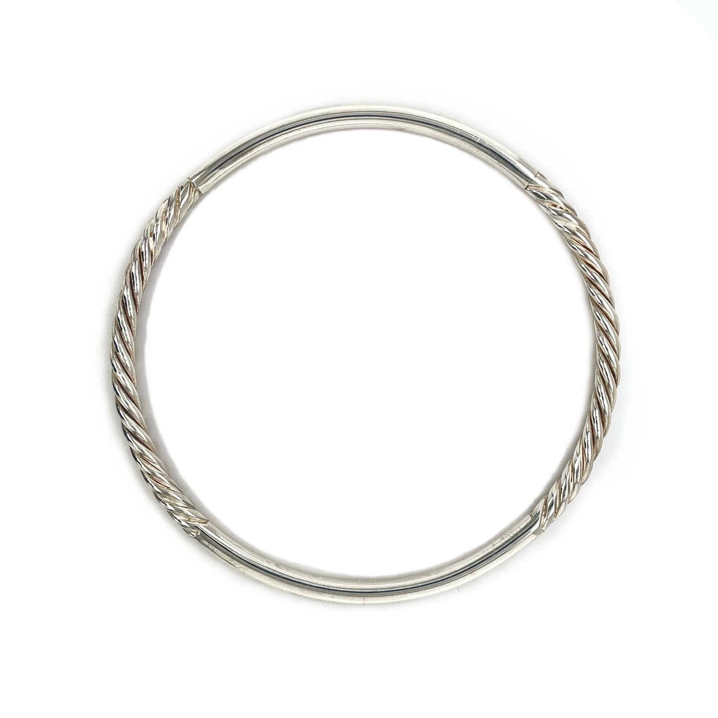 Silver Polished & Twisted Bangle