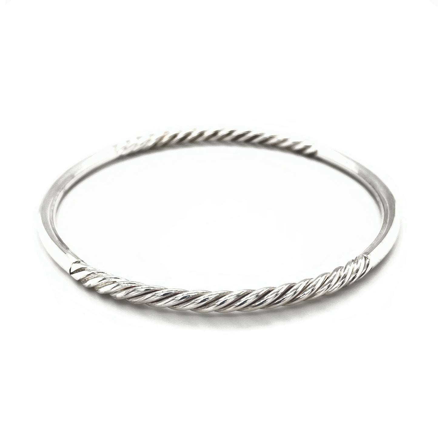 Silver Polished & Twisted Bangle