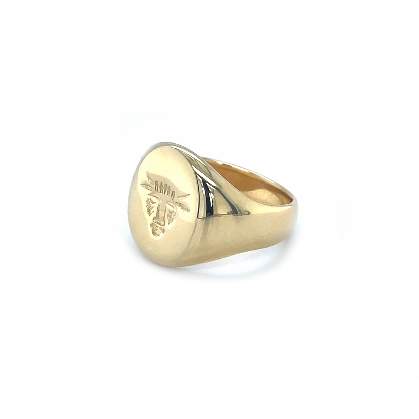 18ct Yellow Gold Bull Seal-Engraved Signet Ring (M)