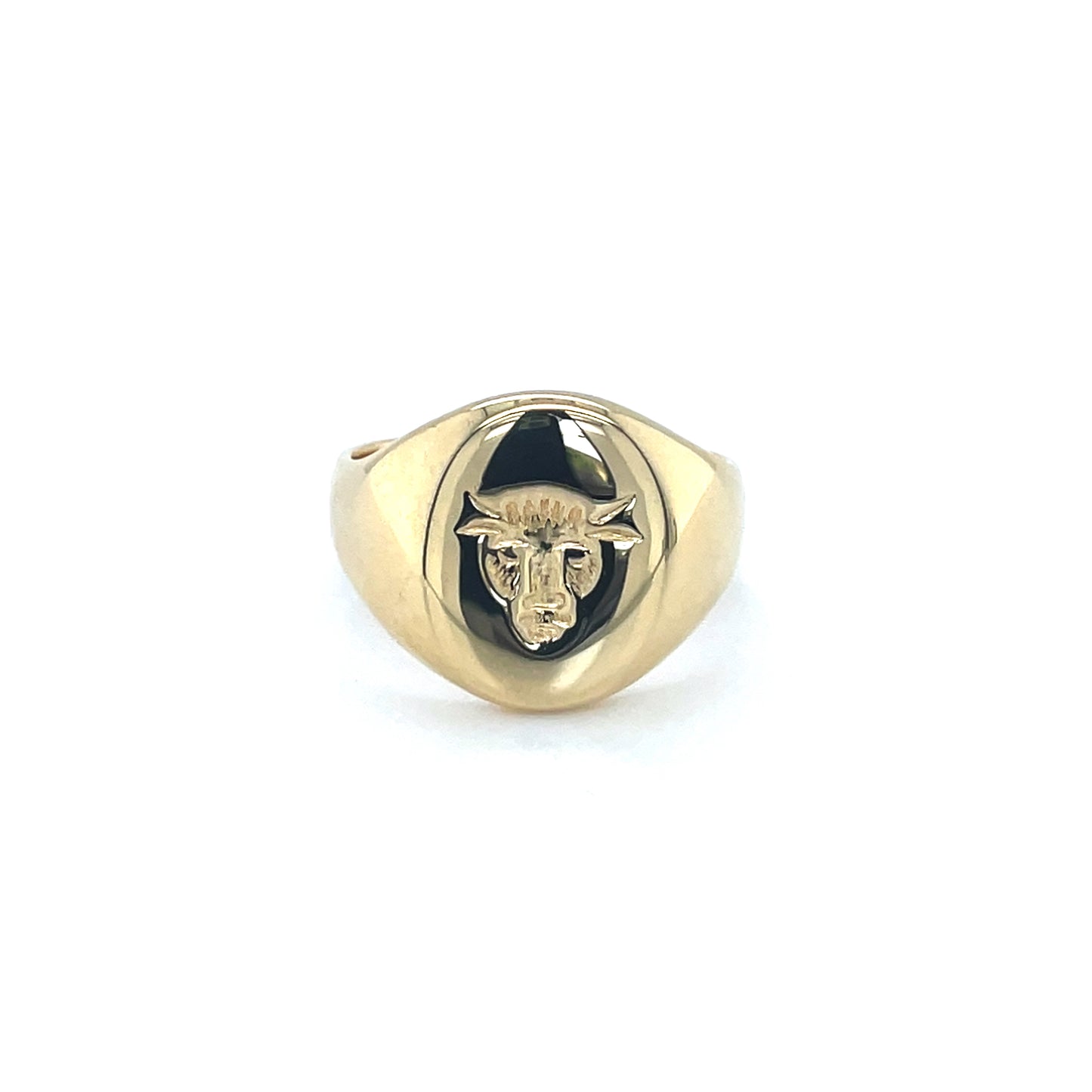 18ct Yellow Gold Bull Seal-Engraved Signet Ring (M)