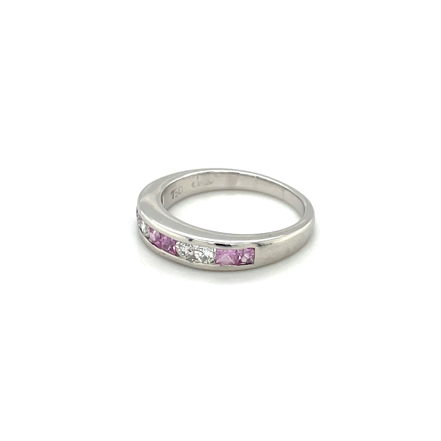 18ct White Gold Diamond & Pink Sapphire Eternity Ring