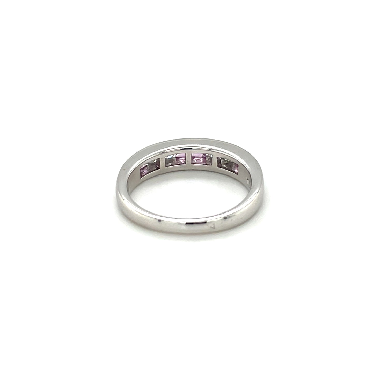 18ct White Gold Diamond & Pink Sapphire Eternity Ring
