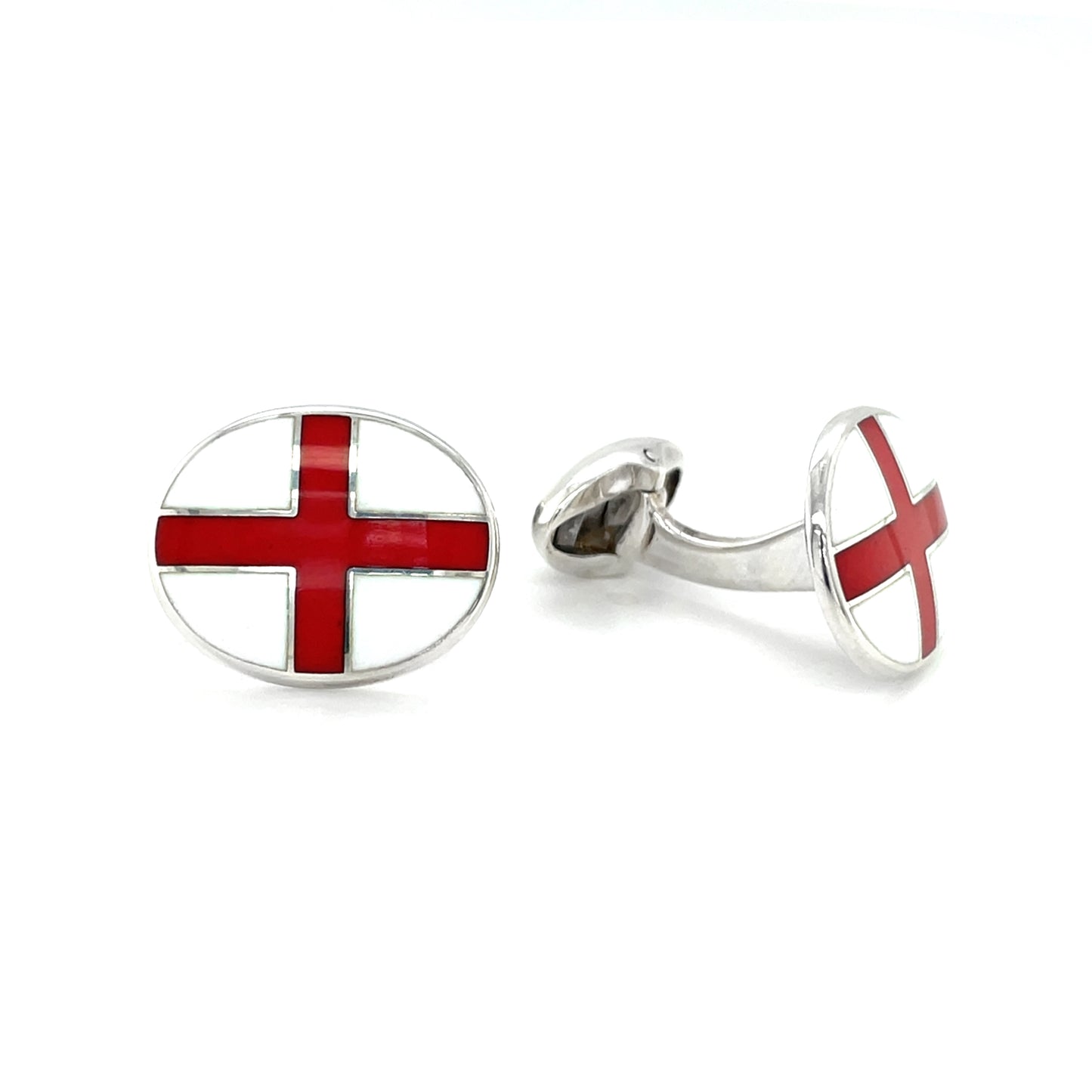 Silver & Enamel St George's Flag Cufflinks