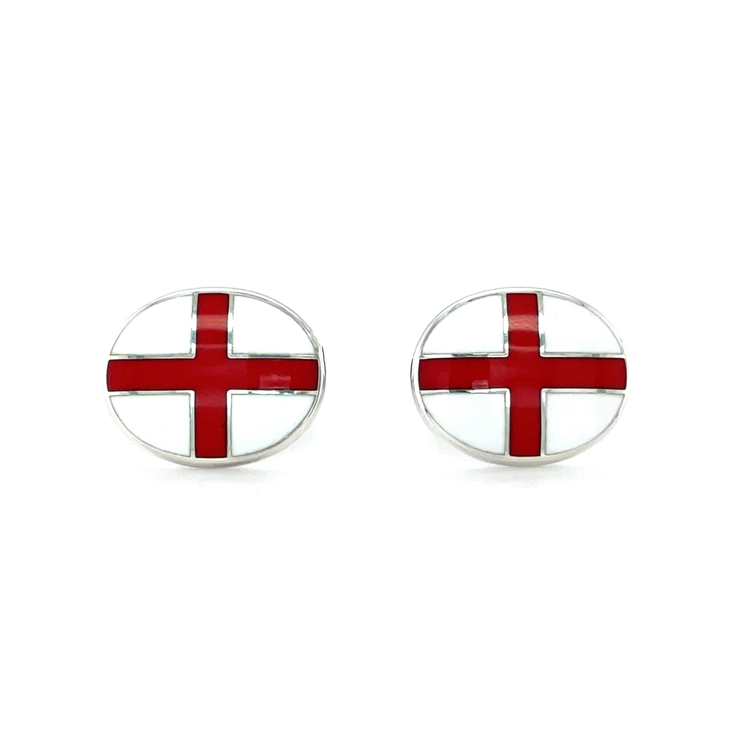 Silver & Enamel St George's Flag Cufflinks